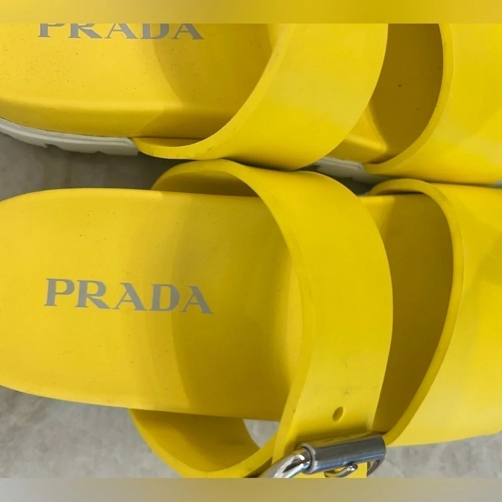 Prada Eva yellow sandals size 9